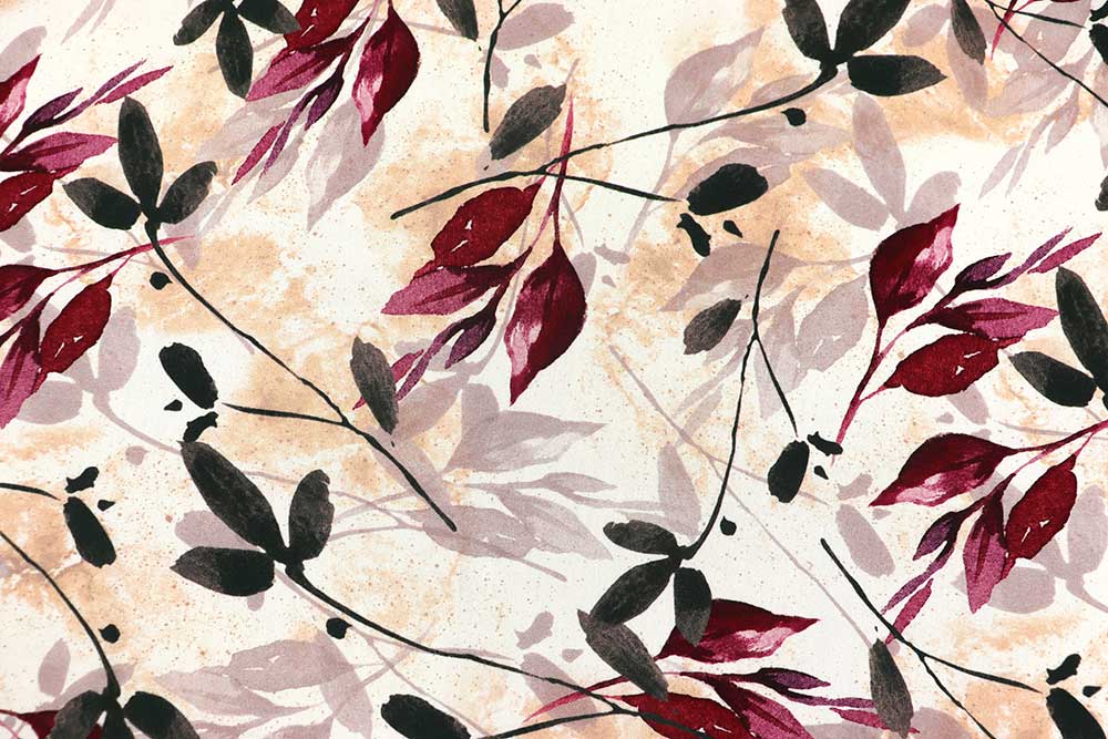 Zarter Viskosestoff mit weichem Fall und floralem Aquarell-Print in sanften, harmonischen Farbverläufen.
 Bk7903 Viskose Berryblossom S4 Blusenstoffe Viskosestoff - Berry Blossom