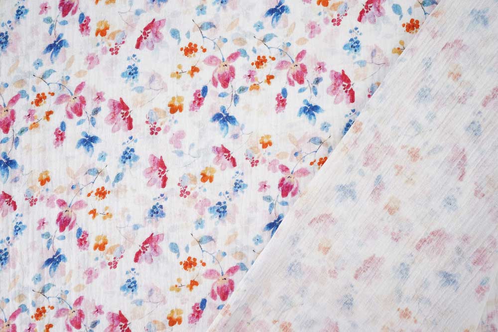 Romantisch-sommerlicher Musselin im traumhaften Aquarellstil Bk7949 Musselin Blumen Musselin Stoffe Musselin - Aqua Leaves