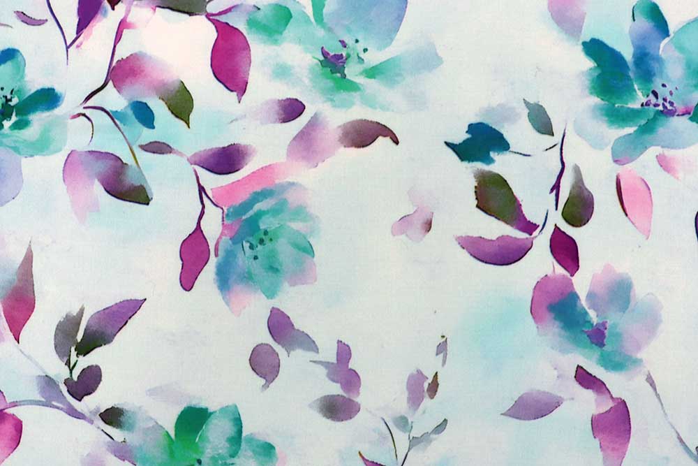 Floraler Aquarellstoff in zarten Pastelltönen – leicht, elegant und ideal für feminine Nähideen.
 Bk7957 Viskose Aquarellblueten 2 Blusenstoffe Viskose - Elaine