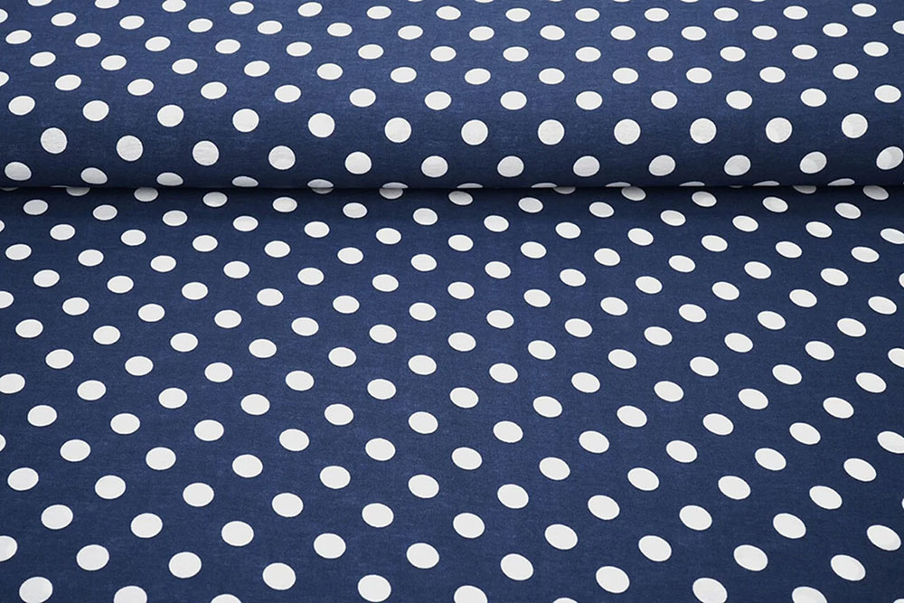 Vorgewaschener Bekleidungsstoff mit klassischem Tupfen-Print Bk7975 Viskosestoff Punkte Weiss Blau Mai Viskose gewaschen - Punkte - Marine/Weiß