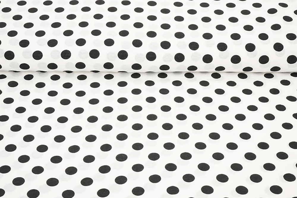 Vorgewaschener Bekleidungsstoff mit klassischen Polka Dots Bk7975 Viskosestoff Punkte Weiss Schwarz Mai Viskose gewaschen - Punkte - Weiß/Schwarz