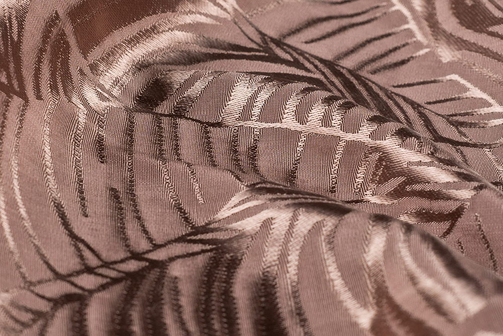 Fließender Viskose-Jacquard mit stilvollem Blätterdessin in natürlichen Farbtönen Bk7979 Jacquard Viskose S4y Jacquardstoffe Viskose Jacquard - Tropische Blätter