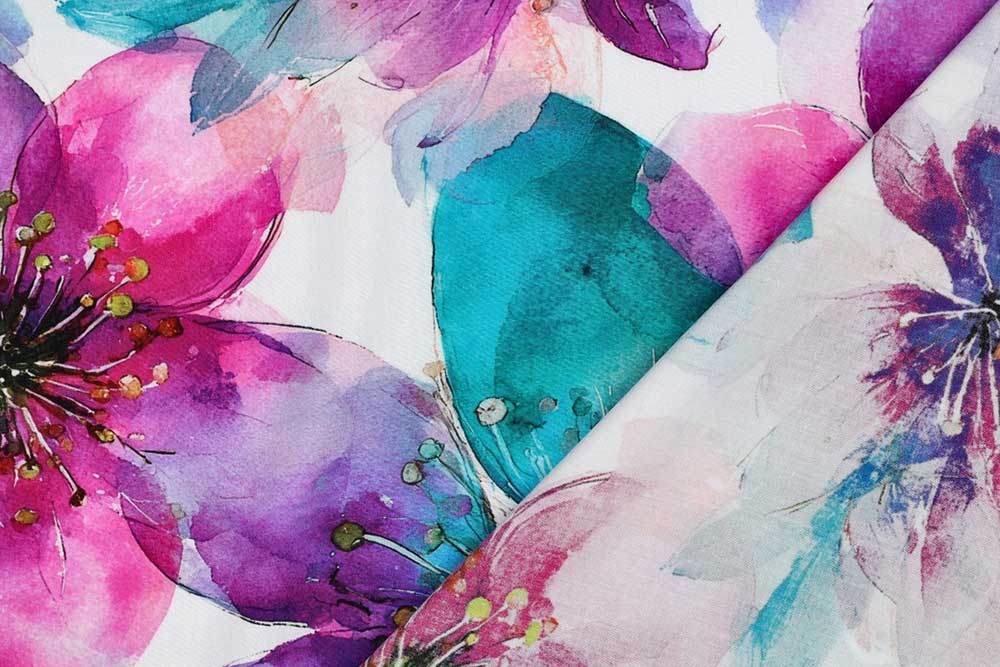 Geschmeidiger Viskosestoff mit Digitaldruck - traumhaftes Design, traumhaftes Material! Bk7994 Viskosestoff Aquarell Blumen 1 BIO Stoffe Viskosestoff Lenzing EcoVero™ - Playa Flowers