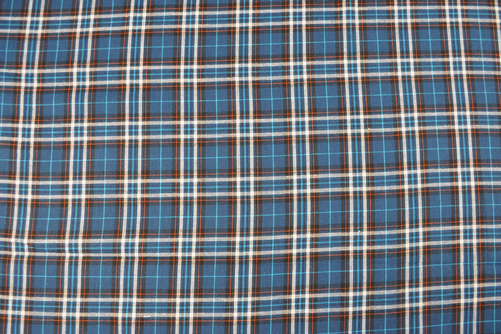Bunt karierter Stoff aus 100% Baumwolle in schönen Blautönen Co6530 Karostoff Baumwolle Dunkelblau S4y Karostoffe Karo-Baumwollstoff - Rutland