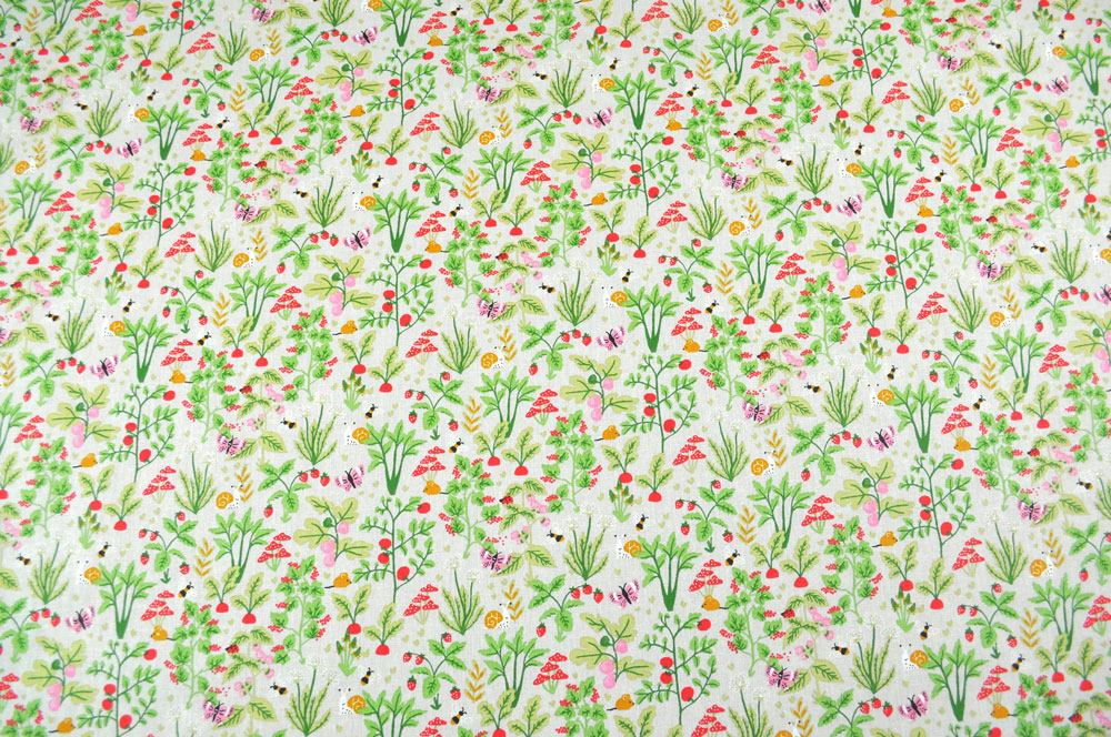 Tolle Baumwoll-Qualität mit niedlichem Frühlings-Motiv Co6552 Baumwollstoff Fruehlingswiese S4y Blumen u. Pflanzen Baumwollstoff - Frühlingsgarten