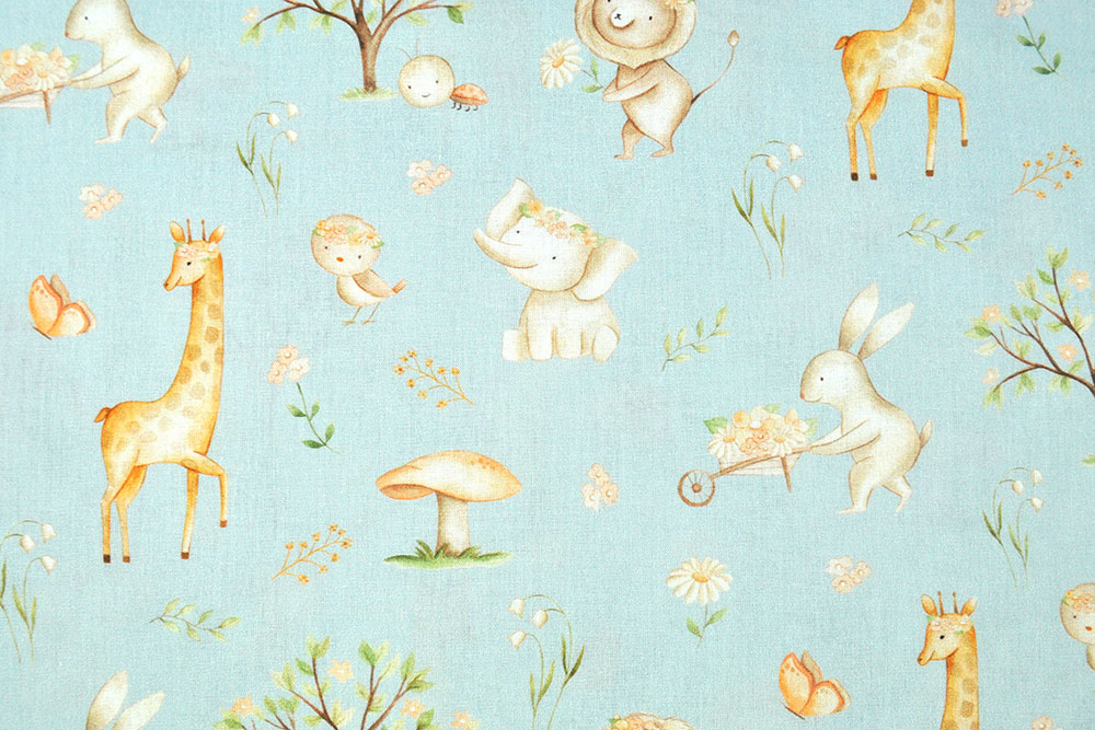Hübsche Popeline mit tollem Muster - super für Accessoires und vieles weitere mehr!  Co6575 Baumwoll Popeline Tiere S4 Baumwolle Tiere Popeline Digital - Kleine Safari