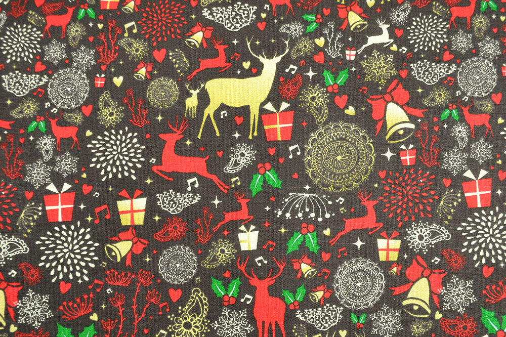 Ein frohes Fest ist garantiert, wenn Ihre Kleidungsstücke, Deko, Accessoires und mehr mit dieser Ware im weihnachtlichem Gewand erstrahlen Co6596 Baumwollstoff Weihnachten Hirsche S4 Weihnachten Tiere Baumwollstoff - Rentier im Advent - Nachtbraun