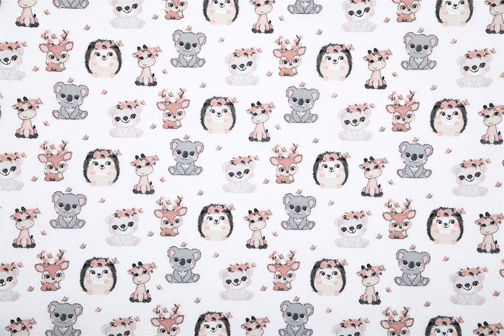 Da schlagen Herzen höher! Leichte Baumwollware mit super süßem Design Co6665 Baumwollstoff Igel Kinderstoffe Baumwollstoff - Igel und Koala
