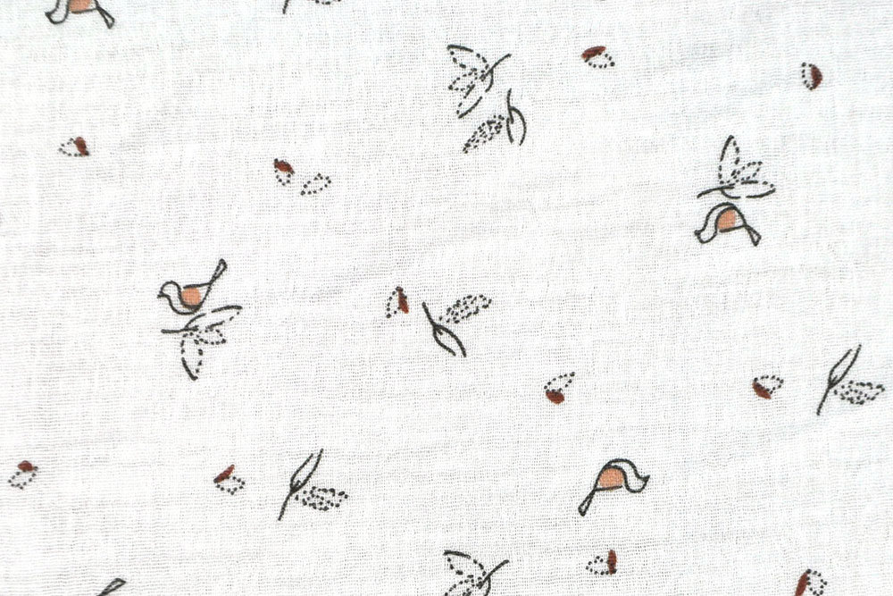Niedlicher Musselin aus reiner Baumwolle - nicht nur im Frühling ideal für Ihre DIY-Kreationen! Co6738 Double Gauze Voegelchen S4y Kinderstoffe Double Gauze - Vogeltanz