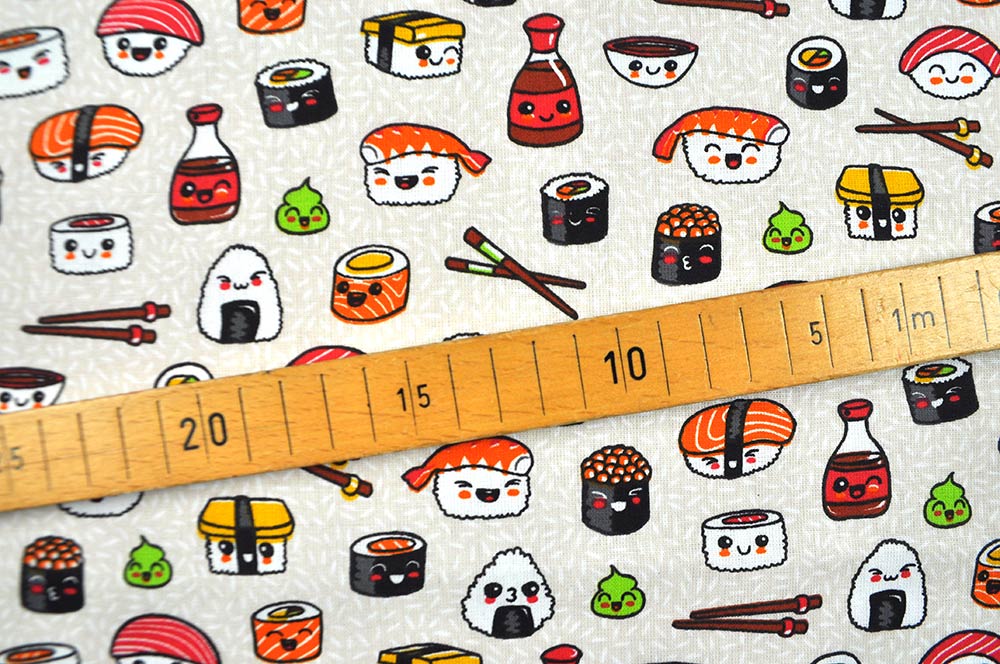 Wie lecker! Lustiges Sushi-Motiv auf feinem Cretonne - jetzt bestellen! Co6752 Baumwollstoff Sushi S4 Baumwolle sonstige Baumwoll-Dekostoff - Sushi