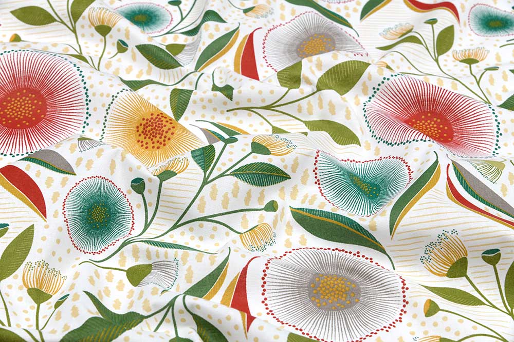Feiner Cretonne aus reiner Baumwolle mit wunderschönem Blüten-Motiv Co6858 Baumwollstoff Mandala Blueten Baumwolle sonstige Baumwollstoff - Mandala-Blüten