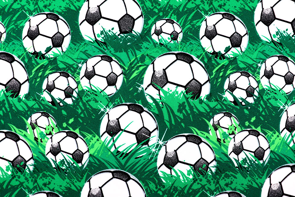 Die nächste WM kommt bald - klassischer Allrounder mit coolem Fußballmuster! Co6877 Universalstoff Fussball Rasen S4 Kinderstoffe Universalstoff - Fußball-Wiese