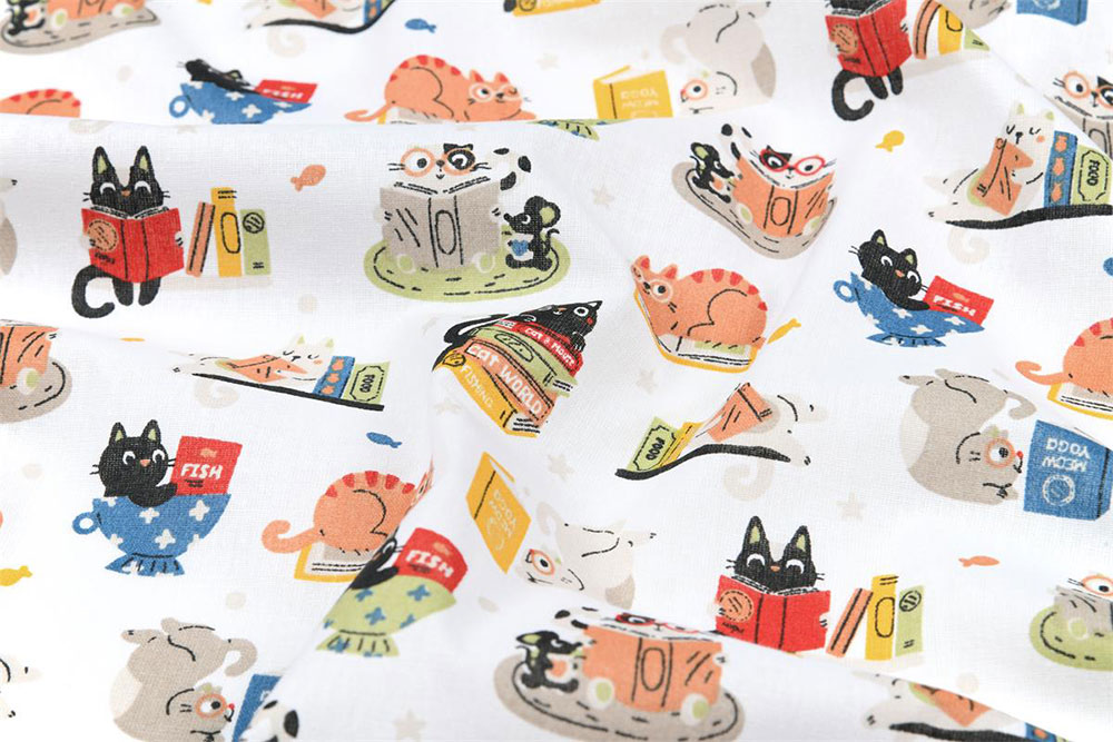 Katzen, Bücher & Tassen – ein lustiges Baumwoll-Design für kreative Nähprojekte mit Augenzwinkern. Co6916 Baumwollstoff Teekatzen Baumwolle Kinder Baumwollstoff - Lesepause mit Katzen
