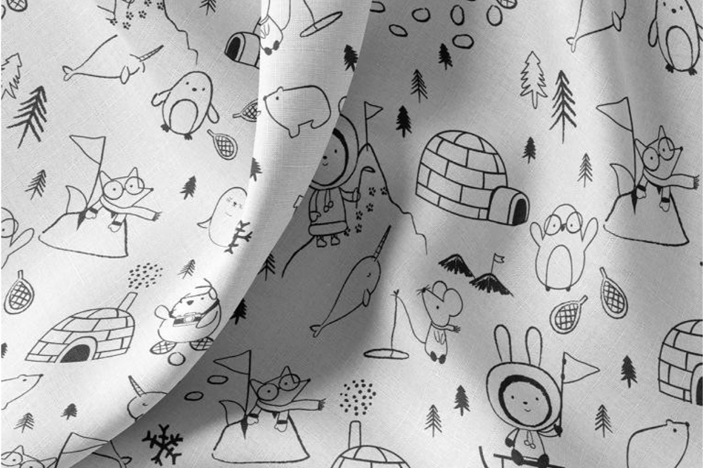 Ausmalstoff mit niedlichen Winter- und Arktis-Motiven – perfekt zum Bemalen & Nähen. Co6926 Baumwollstoff Iceandfriends 2 Baumwolle Tiere Ausmalstoff Baumwolle - Ice & Friends