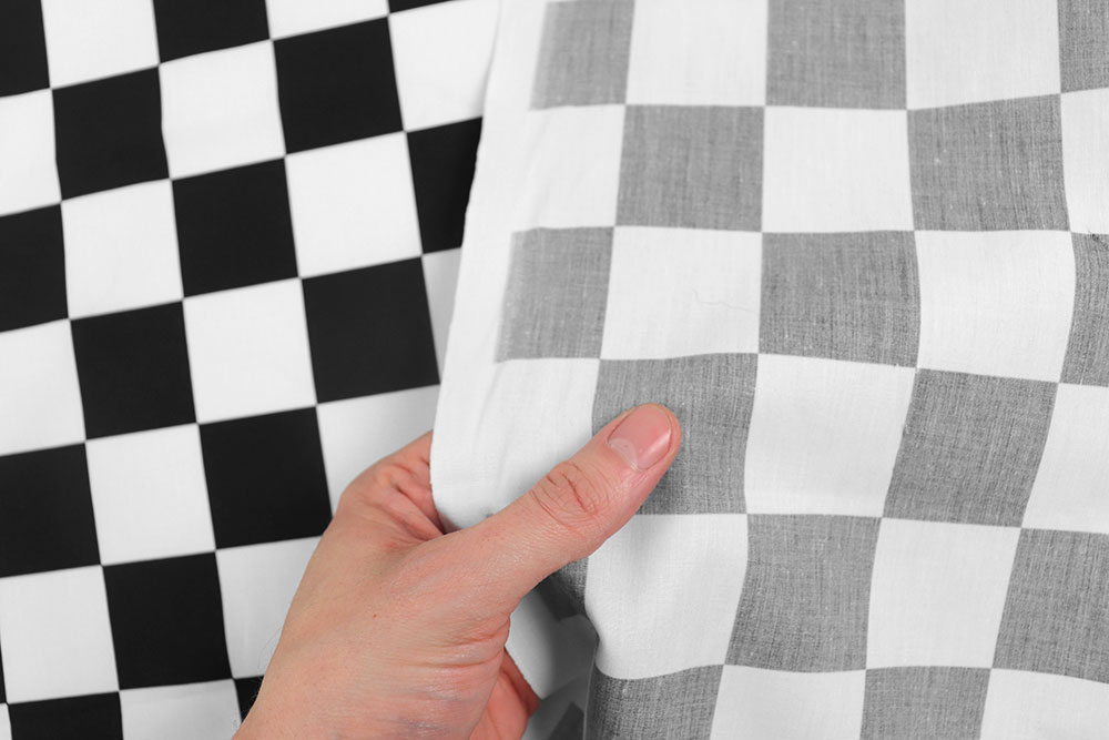 Qualitativ hochwertiger Popeline mit klassischem Schwarz-Weiß-Karo Co6938 Baumwollstoff Schachbrett 1 Baumwolle Karos Popeline-Baumwollstoff - Schachbrett