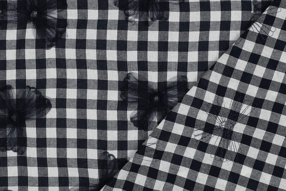 Vichy-Karo mit Tüllblumen – moderner Baumwollstoff für Kleider, Blusen & ausgefallene DIY-Projekte. Co6943 Baumwollstoff Tllschleifen Baumwolle sonstige Vichy Karo mit Tüll-Scheifen