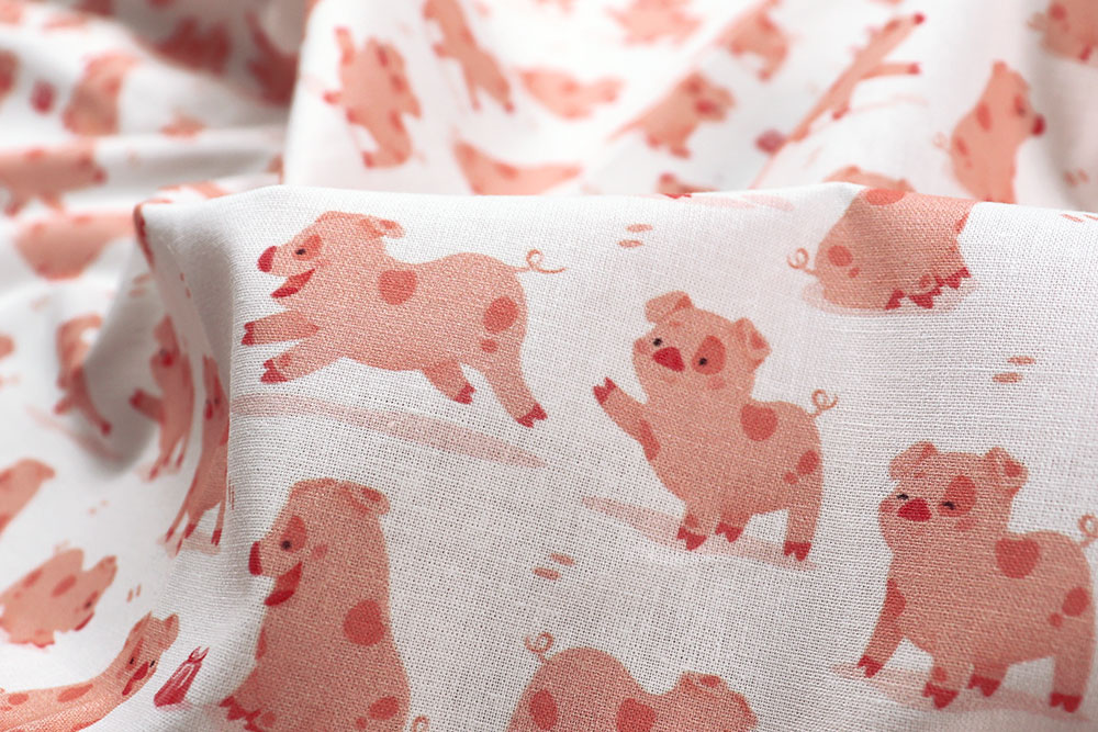 Viele witzige Baby-Schweine toben auf dieser feinen, weichen Baumwolle umher - ein witziger Traum von einem Stoff! Co6948 Baumwollstoff Schweine S4 Baumwolle Kinder Baumwollstoff - Schweine