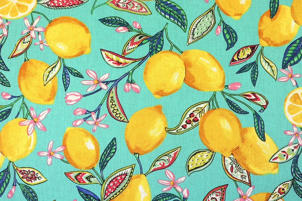 Fruchtig-frisch, exotisch-tropisch: Cretonne mit knalligem Design! Co6976 Baumwollstoff Zitronen S4 Dekostoffe Obst/Gemüse Baumwollstoff - Tropische Zitronen