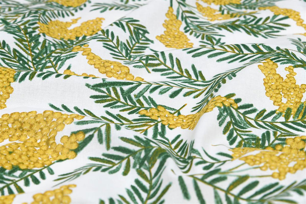 Seien Sie keine Mimose und gönnen Sie sich diesen wunderschönen Cretonne aus reiner Baumwolle! Co7010 Baumwollstoff Mimose Baumwolle Blumen Baumwollstoff - Mimose