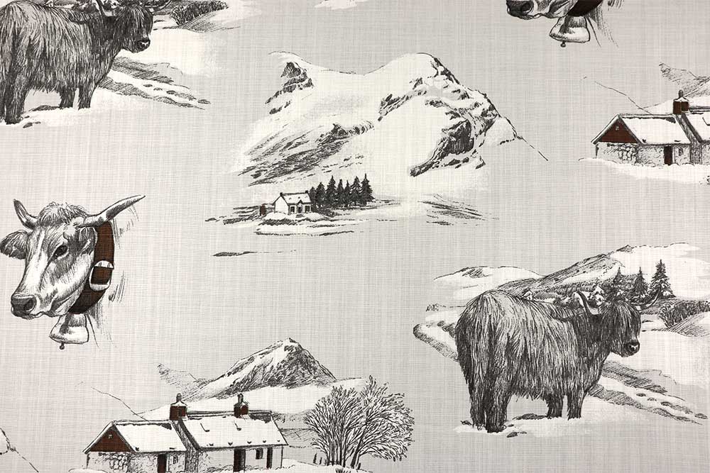 Purer Landhaus-Charme für Alm-Dudler und Alpen-Kletterer Co7017 Baumwoll Dekostoff Hochland Rind Kuh S4 Baumwolle Bäuerlich Baumwoll-Dekostoff - Hochland-Rind