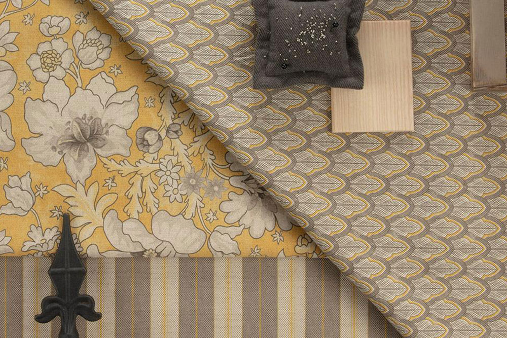 Überbreites, robustes Gewebe aus natürlichen Materialien - inklusive wunderschönem Blumendesign!  Ds6110004 Dekostoff Premium London Blumen Dekostoffe Leinen Dekostoff Leinen deluxe - London - Classy Flower - 280 cm