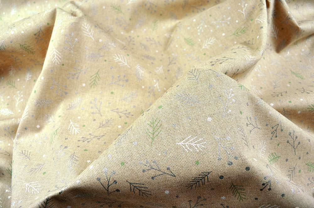 Effektvoller Dekostoff mit fröhlichem Zweig-Design, das bei geeignetem Lichteinfall tolle Glitzereffekte erzielt Ds1760 Dekostoff Glitzer Zweige (1) Weihnachten Sonstige Dekostoff Leinenoptik - Glitzer-Zweige