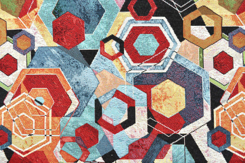 Wunderschöner, schwerer Gobelin mit kräftigem, modernem Muster im geometrischen Stil Ds1852 Dekostoff Gemoetrie S4 Taschenstoffe Dekostoff Gobelin - Geometric Art