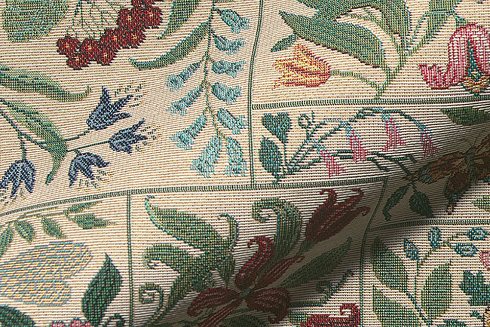Schwerer, edler Dekostoff mit prächtigem Motiv, das ein tropisches und doch klassisches Ambiente schafft Ds1908020 Dekostoff Gobelin Blumen Creme (1) Gobelin Blumen Gobelin-Stoff - Florence - Creme