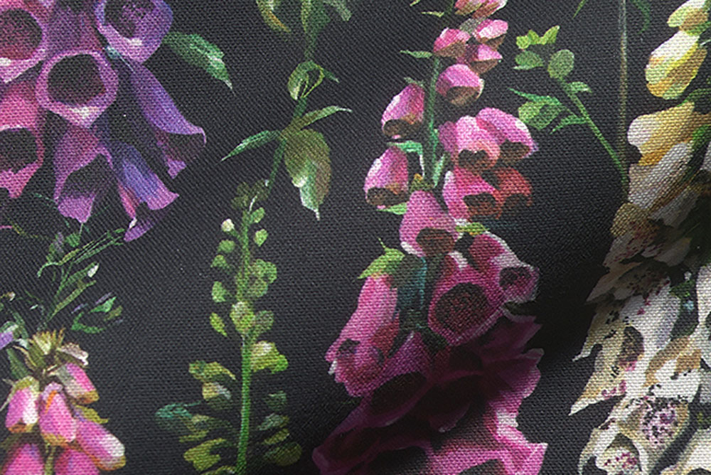 Traumhafte Wildblumen auf hochwertigem Dekostoff aus reiner Baumwolle Ds1919 Dekostoff Finerhut Schwarz (1) Übergardinen Dekostoff Premium - Fingerhut