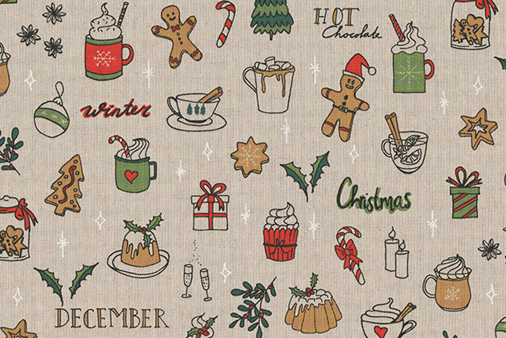 Idealer Dekostoff für alle Weihnachtsfans - vielseitig verwendbar Ds1925 Dekostoff Leinenoptik Weihnachts Stimmung S4y Weihnachten Sonstige Dekostoff Leinenoptik - Frohe Weihnachten