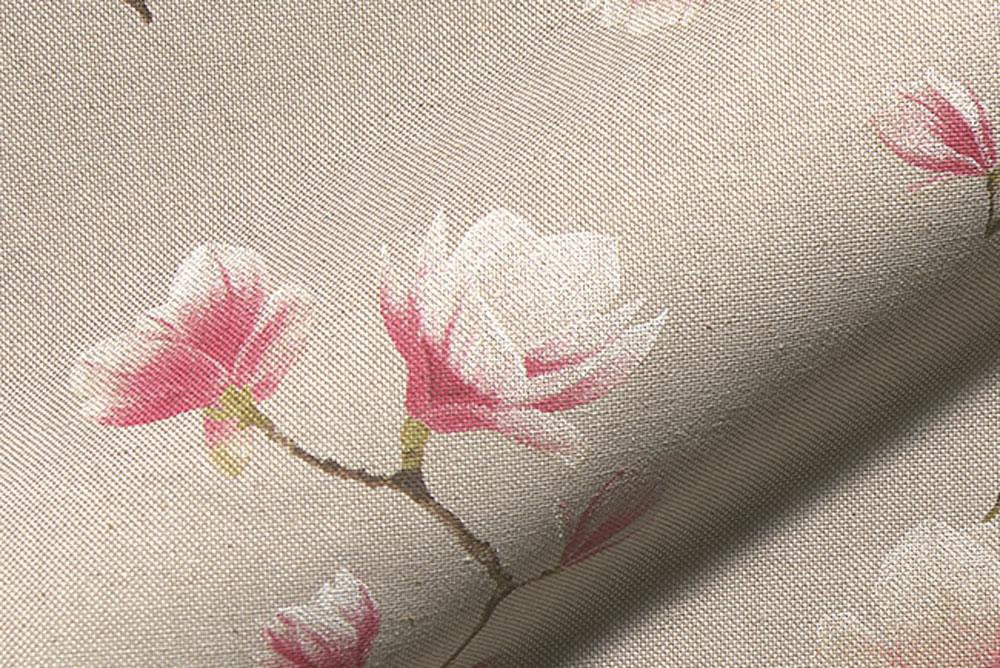 Wunderhübsches florales Design auf tollem Dekostoff - bestellen Sie jetzt und verzaubern Sie sich, Freunde und Bekannte! Ds1929 Dekostoff Leinenoptik Kirschblte (1) Übergardinen Dekostoff Leinenoptik - Kirschblüten