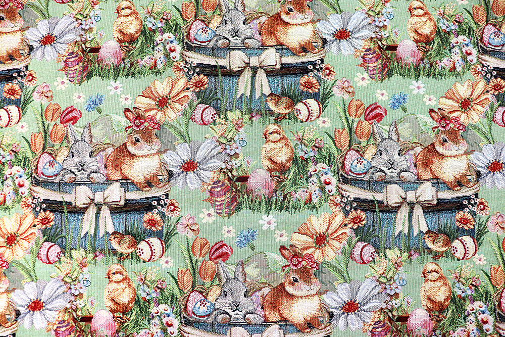 Super niedlicher Dekostoff in schwerer, hochwertiger Qualität - ideal für Frühling und Ostern! Ds2525 Gobelin Ostern S4 Tiere Gobelin - Süße Ostern