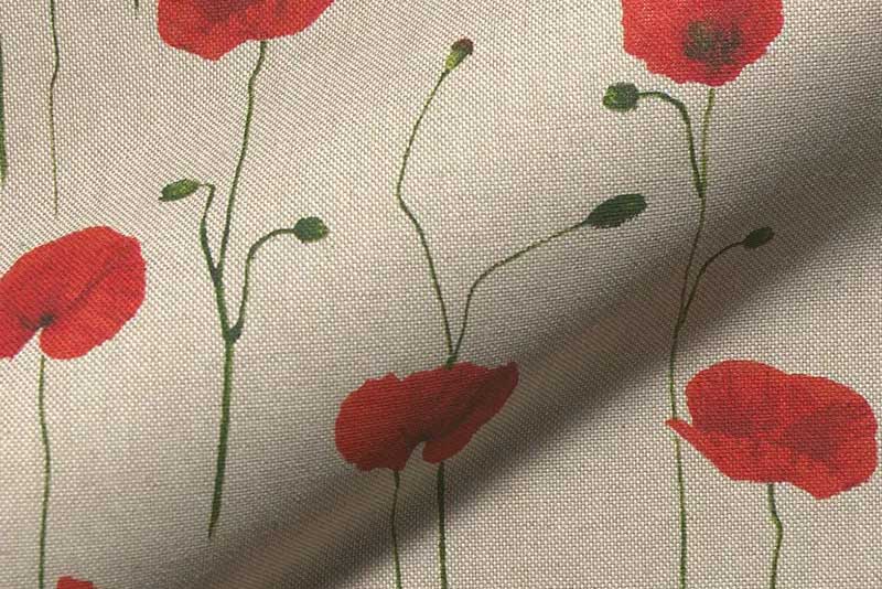 Pure Mohn-Romantik auf rustikalem Mischgewebe - ein stimmungsvoller Dekostoff mit Charme! Ds2532 Dekostoff Mohn Dekostoffe NEU  Dekostoff Leinenoptik - Mohn