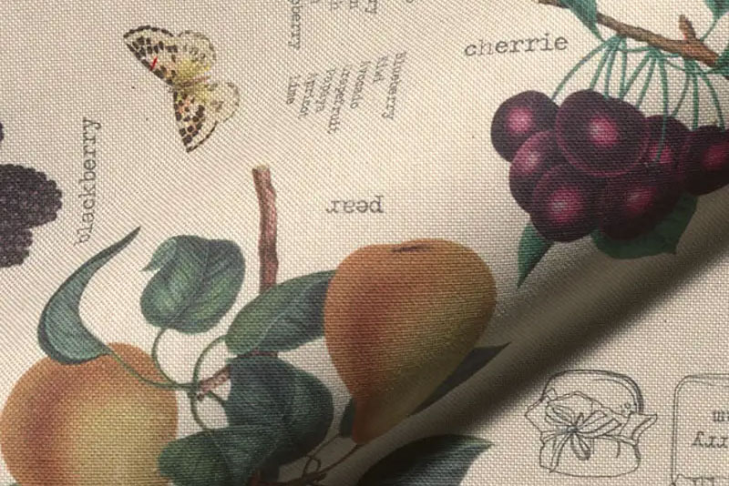 Gemütlich-rustikal wirkender Stoff mit digital aufgedrucktem Design - jetzt zuschlagen! Ds2538 Dekostoff Leinenoptik Marmeladen Frucht Digital-Drucke Dekostoff Premium - Rezept für Marmelade
