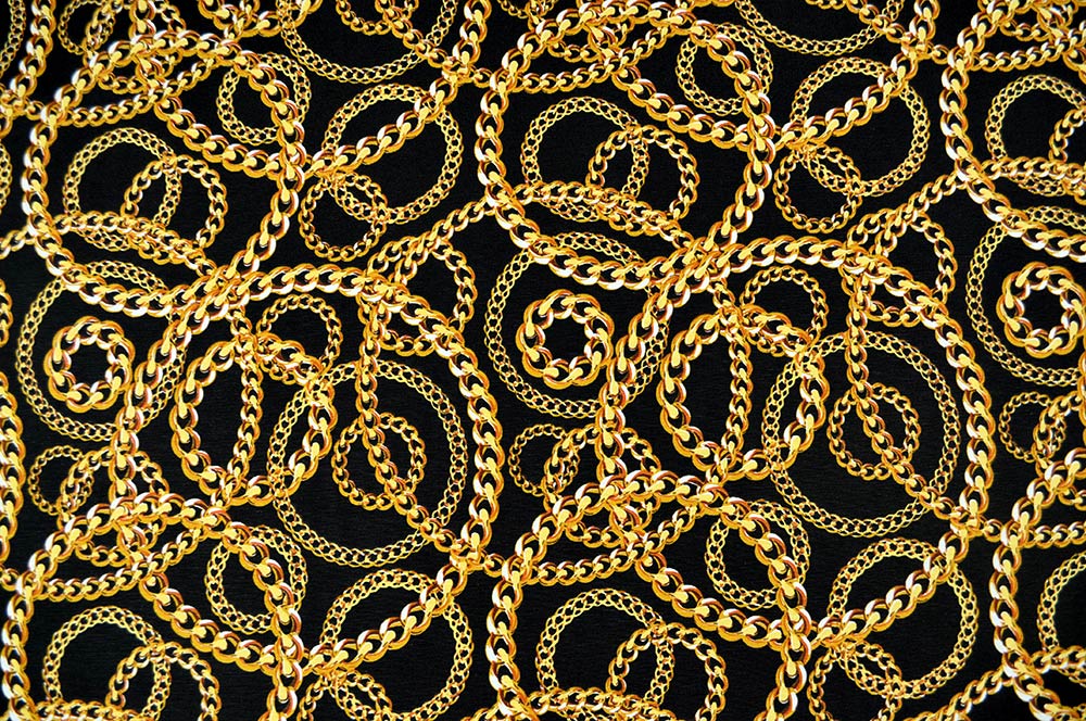Ein Hingucker, der seinesgleichen sucht - moderne, extravagante Ware für stylische Deko aller Art Ds3217 Dekostoff Ueberbreit Goldketten S4 Dekostoff - Goldketten - 280 cm