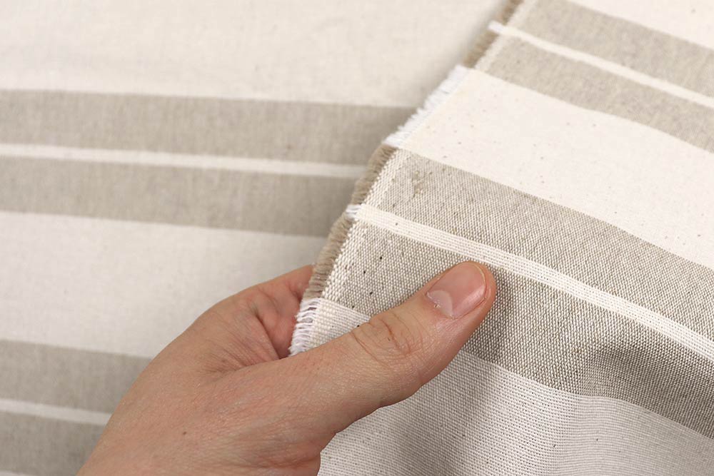 Wunderbar natürlicher Dekostoff aus recycelten Fasern mit klassischem Streifenmuster Ds3251 Dekostoff Recycling Ueberbreit Streifen Beige S4 Übergardinen Recycling-Dekostoff - Naturstreifen - 280 cm