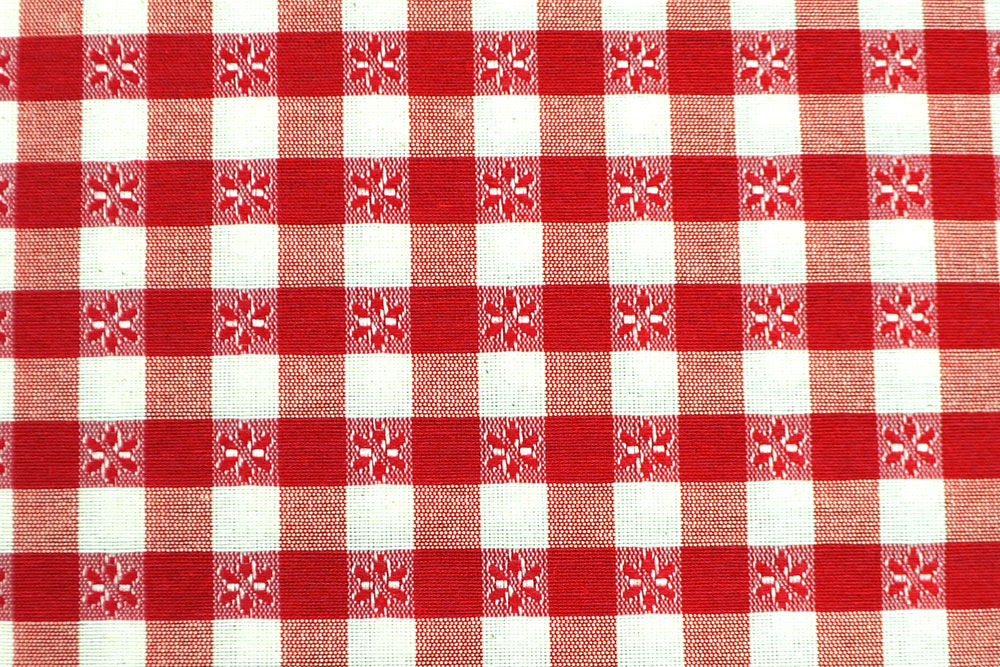Dekostoff mit 5 mm großen Vichy-Karos und kleinen Blümchen, perfekt für Bekleidung, Landhausmode, Dekorationen und vieles mehr Ds3290 Dekostoff Ueberbreit Vichy Karo Bluemchen Rot S4 Bettwäsche-Stoffe Dekostoff - Vichy-Blumen - 280 cm breit - Rot