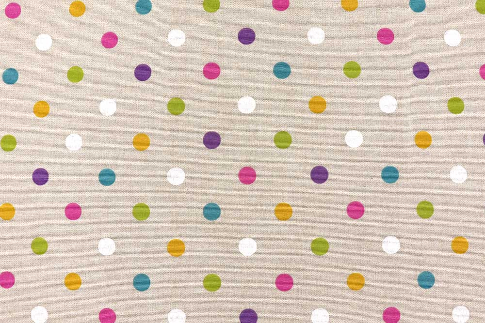Bunt getupfter Dekostoff in praktischer Überbreite für farbenfrohe Deko-Ideen Ds33 Dekostoff Ueberbreit Punkte S4 Punkte/Tupfen - 280 cm Dekostoffe Dekostoff - Bunte Punkte - Natur - 280 cm