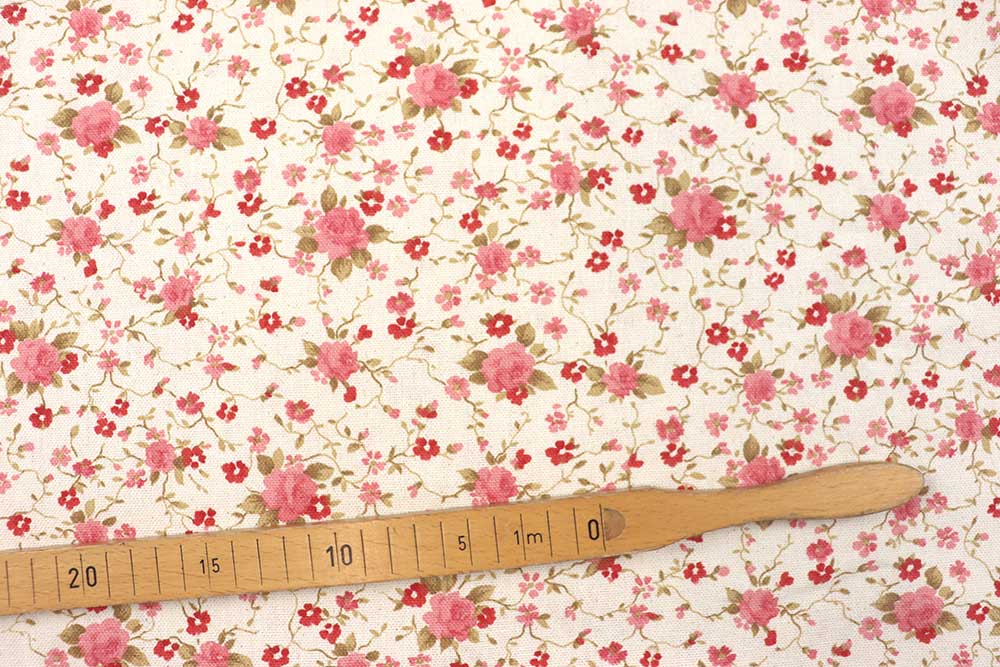 Pure Rosen-Romantik auf überbreitem Panama-Dekostoff mit 90 % Baumwollanteil Ds3326 Dekostoff Rosen S4 Dekostoffe Landhaus Dekostoff Panama - Kleine Rosen - 280 cm