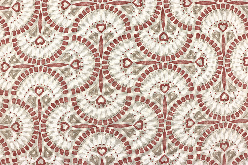 Skandinavisch inspiriert: Herzmotive und Blüten in warmen Naturtönen auf rustikaler Leinenoptik! Ds3342 Dekostoff Herz Ornamente S4 Baumwolle sonstige Dekostoff Leinenoptik - Folka Ornaments - 280 cm