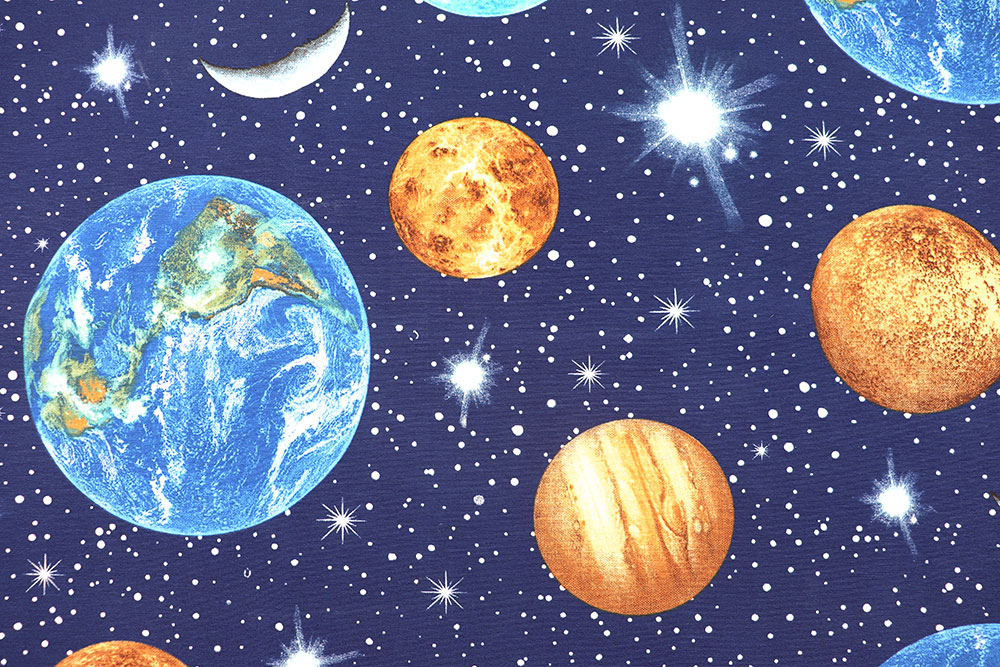 Bereit für einen Trip ins All? Dieser Dekostoff eignet sich ideal für Kinderzimmer, in denen angehende Astronauten schlafen Ds3355 Dekostoff Weltall S4 Dekostoffe NEU  Dekostoff - Planeten - 280 cm
