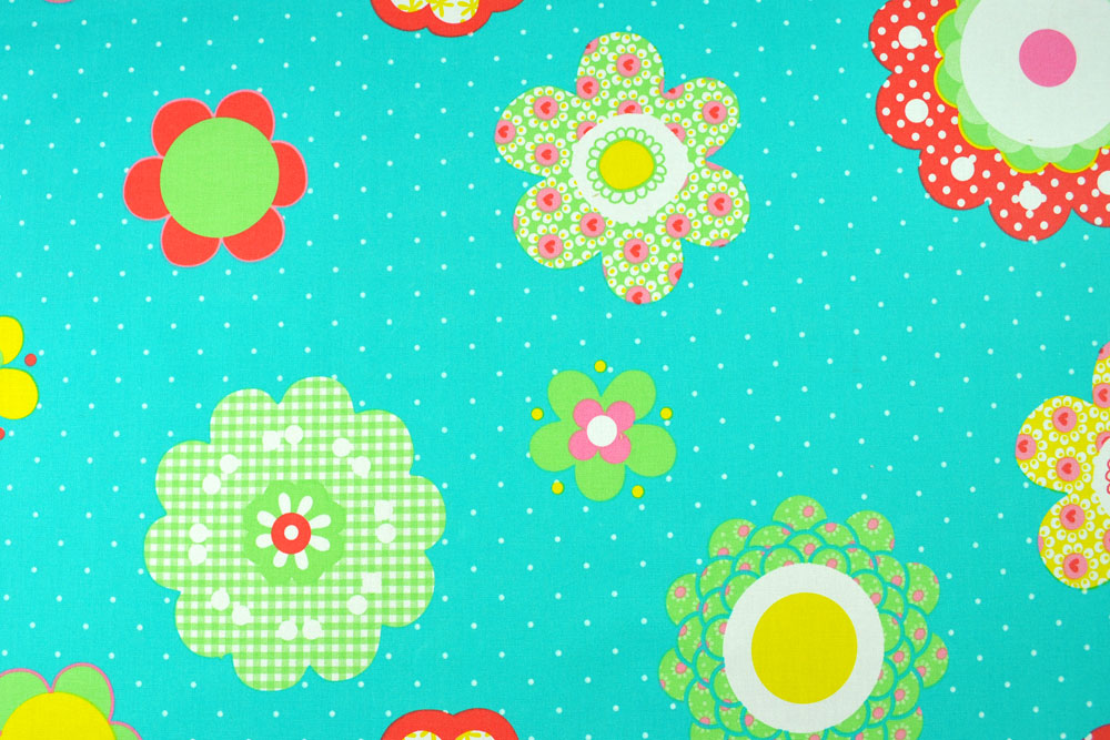 Sichern Sie sich diesen überbreiten Dekostoff aus reiner Baumwolle mit großrapportigem Design! Ds5588 Dekostoff Deluxe Grosse Blumen Dekostoffe Dekostoff deluxe - Happiness - Große Blumen - 280 cm - Türkis