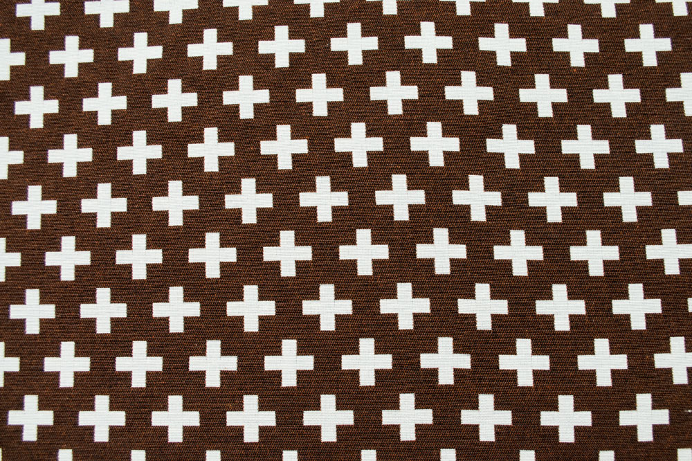 Schön gemusterter Dekostoff für interessante Deko Ds5729 Jacquard Kreuze Braun4 Dekostoffe sonstige Dekostoff Jacquard - zweiseitig - Kreuze - Braun/Creme