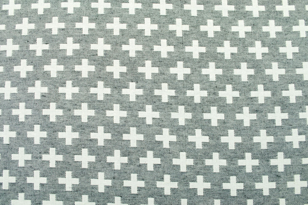 Schön gemusterter Dekostoff für interessante Deko Ds5729911 Jacquard Kreuze Grau1 Dekostoffe Jacquard Dekostoff Jacquard - zweiseitig - Kreuze - Grau/Weiß