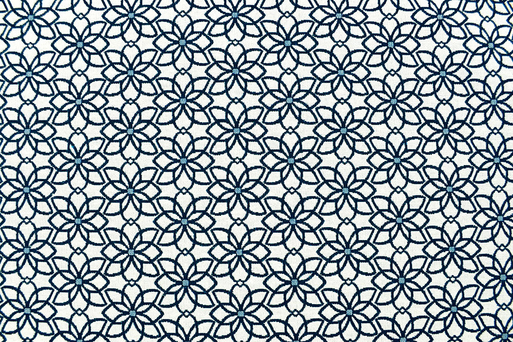 Absolute Premium-Qualität in Überbreite - dieser Jacquard mit durchgewebtem Muster ist unschlagbar! Ds5932 Jacquard Dekostoff Blueten Blau Weiss  (1) Blumen, Früchte, Pflanzen - 280 cm Dekostoffe Jacquard-Dekostoff - Saint Lucia - Weiß/Blau - 280 cm