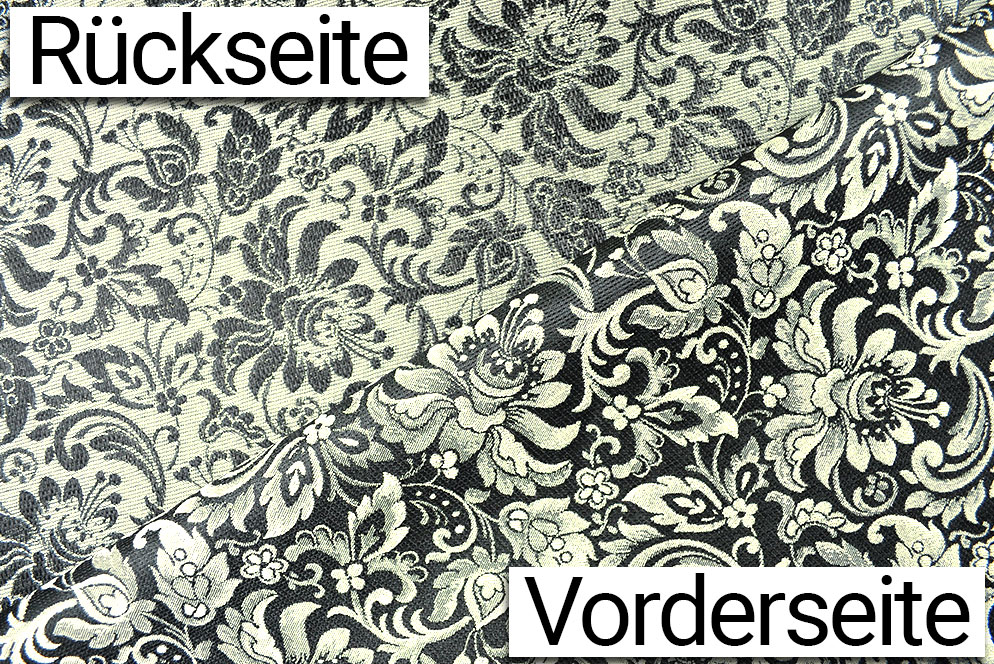 Jacquard in 1A-Premium-Qualität mit wunderschönem Design im floralen Stil Ds5934 Dekostoff Jacquard Blueten Creme Auslaufende Dekostoffe % Floralia - Blüten-Jacquard zweiseitig - Schwarz/Creme