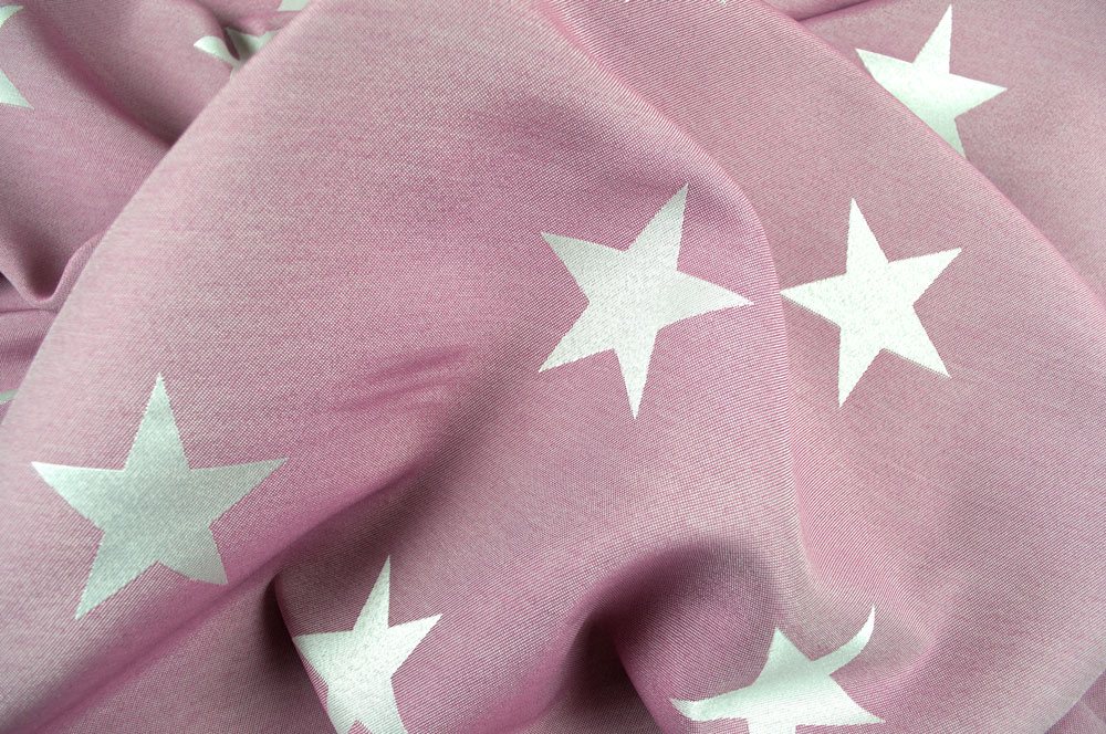Beidseitig verwendbarer Jacquard mit leichtem Glanz und eingewebtem Sternen-Motiv in Rosa/Creme Ds5943210 Jacquard Sternenglanz Rosa S4 Dekostoffe Sternenglanz - Dekostoff Jacquard - Rosa/Creme