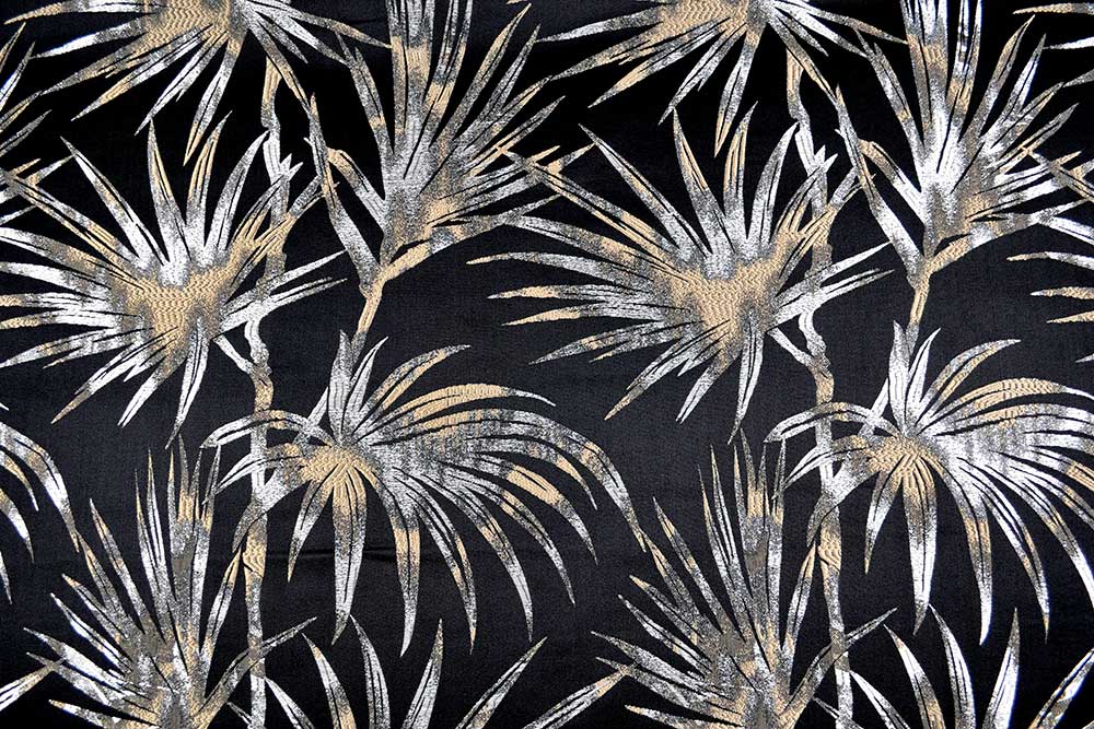 Aparter Jacquardstoff mit edlem Design - perfekt für Deko, Heimtextilien sowie Bekleidungszwecke! Ds6006 Jacquard Palmen S4 Taschenstoffe Jacquard - Palms Black