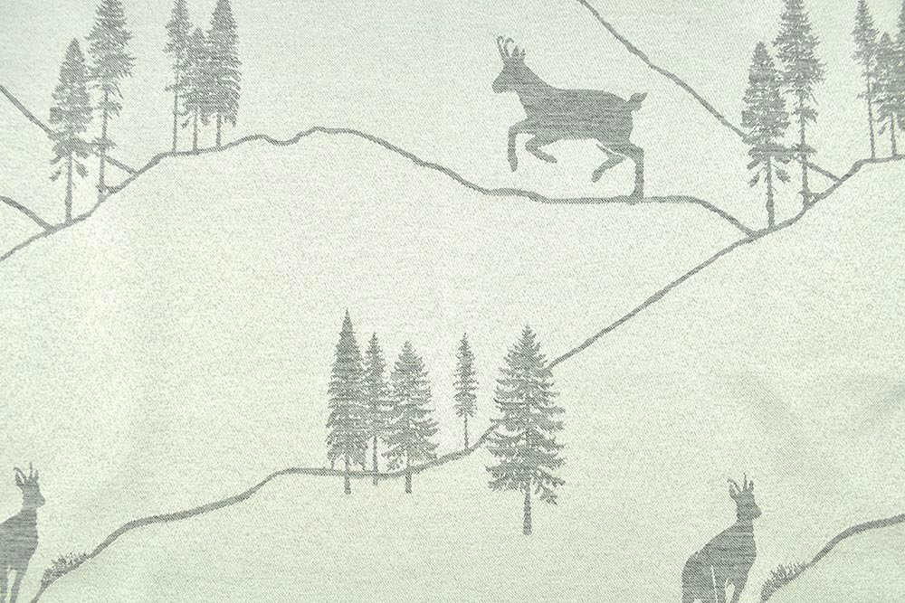 Leichter, durchgewebter Dekostoff für Gardinen, Kissen und mehr im gemütlichen Alpenstil! Ds6044 Jacquard Gaemse Steinbock S4 Übergardinen Dekostoff Jacquard - zweiseitig - Alpen-Gämse - Creme/Grau