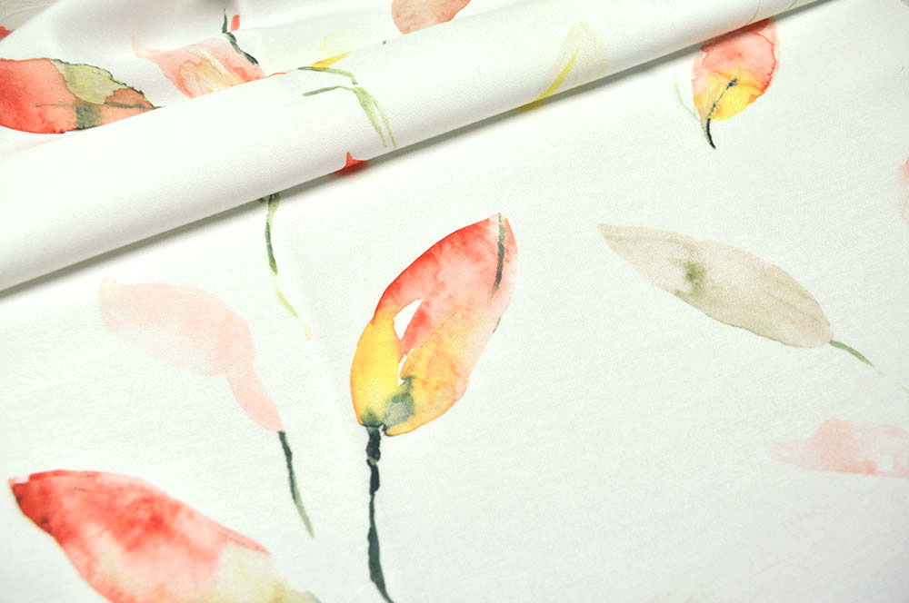 Wunderschöner, feiner Stoff, der ganzjährig Frühlingsgefühle vermittelt - in Deutschland produziert! Ds6056 Dekostoff Blaetter S4 Übergardinen Deko- und Gardinenstoff - Watercolour Leaves